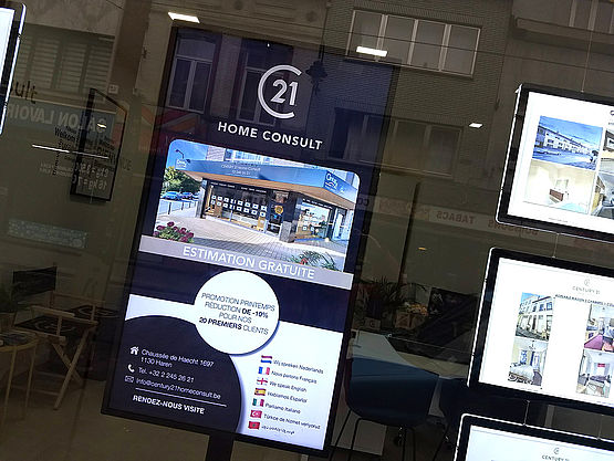Ecran Vitrine Agence Immobilière Affichage Dynamique TAPTAP