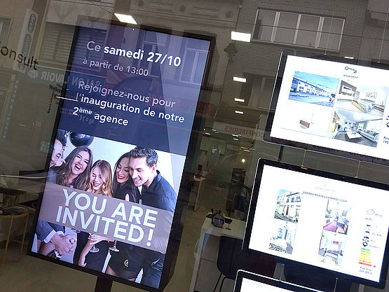 Ecran Vitrine Agence Immobilière Affichage Dynamique TAPTAP