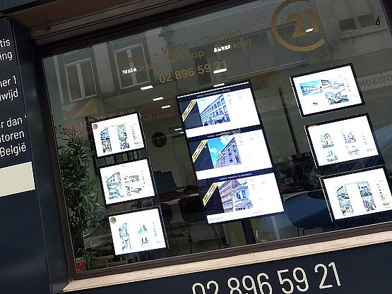 Ecran Vitrine Agence Immobilière Affichage Dynamique TAPTAP