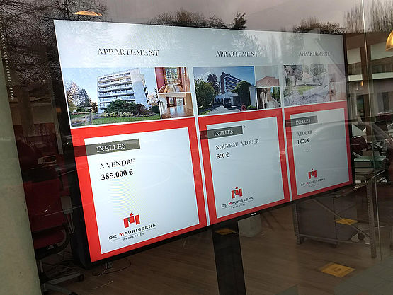 Ecran vitrine agence immobilière TAPTAP